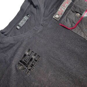 Coogi Mens Black Graphic T-Shirt With Red Trim & Pocket Design Sz 6XL